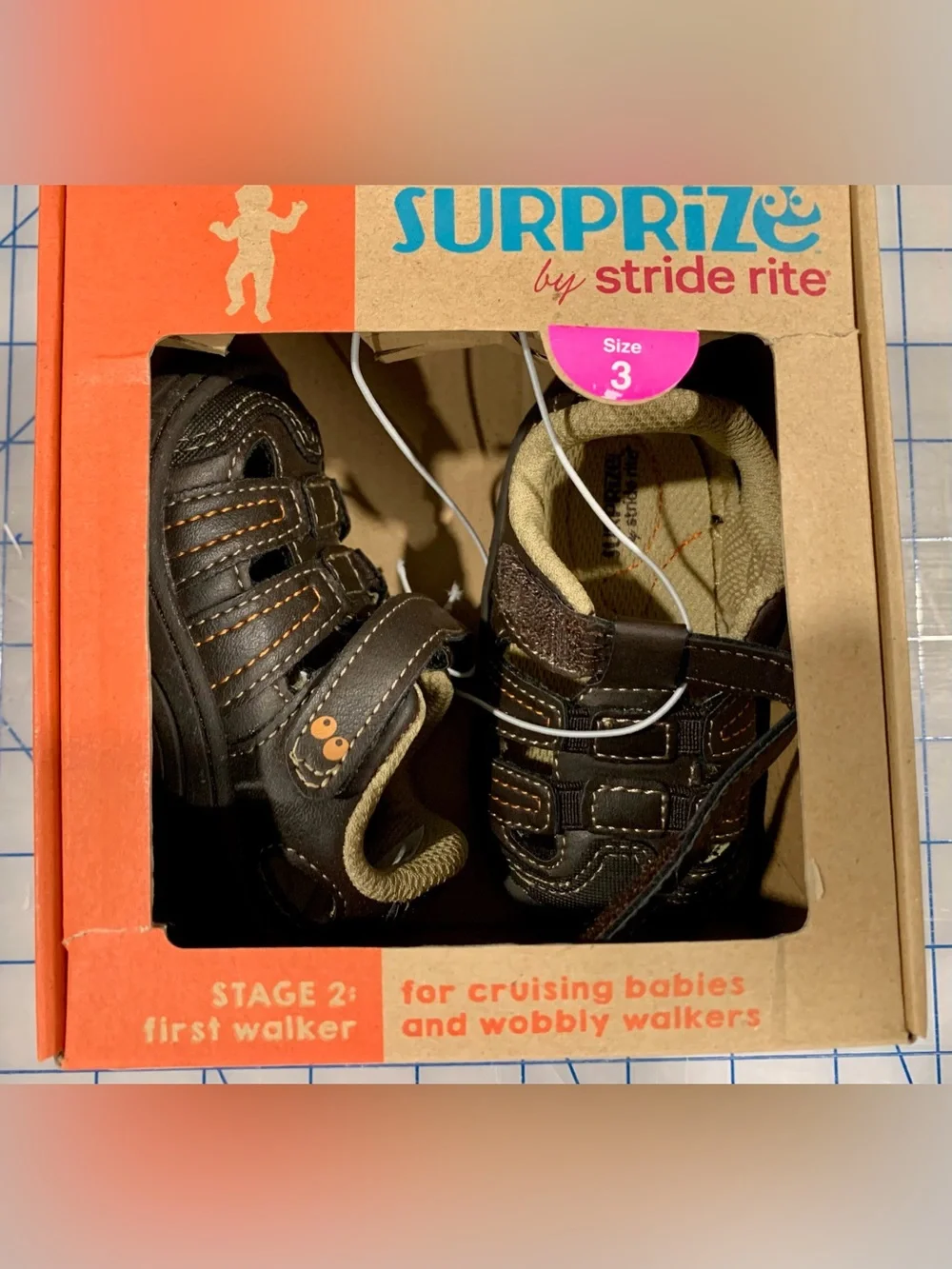 Stride Rite Brown & Tan Toddler First Walker Sneakers